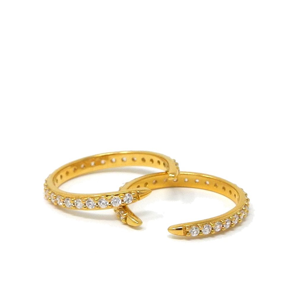 14k Gold Vermeil Ring with Diamonds - Picture 2 of 3